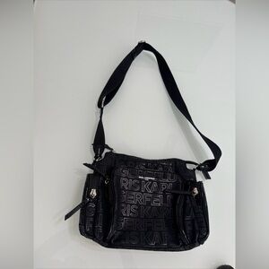 Karl Lagerfeld Paris Womens  Nylon Black Crossbody Messenger Bag T6 Monogram